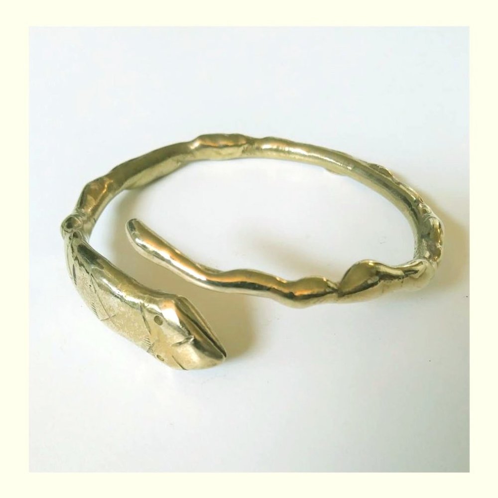 Vintage Snake Armlet - Solid Brass - image 1